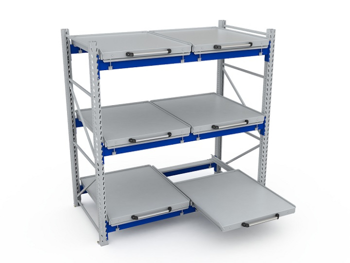 Детальное изображение Стеллаж с выкатными платформами S-HEAVY 500 (3 яруса хранения) RAL 7035 - Купить