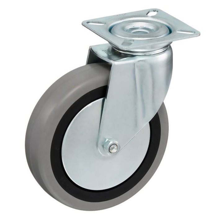 Детальное изображение Колесо Tellure Rota 374105 поворотное, диаметр 125мм, грузоподъемность 80кг, серая резина, полипропилен - Купить