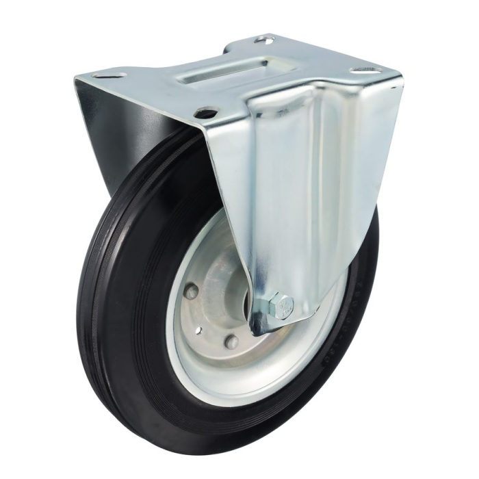 Детальное изображение Колесо Tellure Rota 535909 неповоротное, диаметр 280мм, грузоподъемность 390кг, черная резина, сталь - Купить