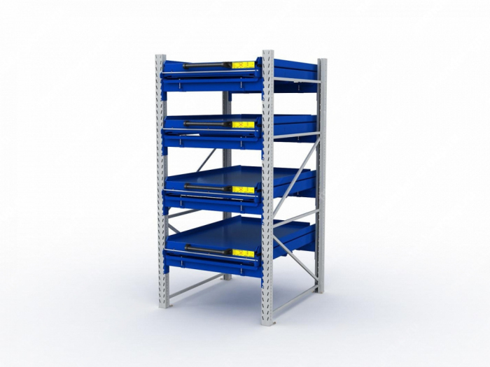Детальное изображение Стеллаж с выкатными платформами S-HEAVY 1000/900 (4 яруса хранения) - Купить