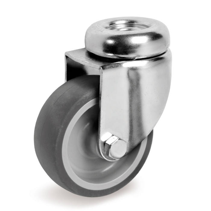 Детальное изображение Колесо Tellure Rota 383203 поворотное, диаметр 80мм, грузоподъемность 70кг, серая термопластичная резина, полипропилен - Купить