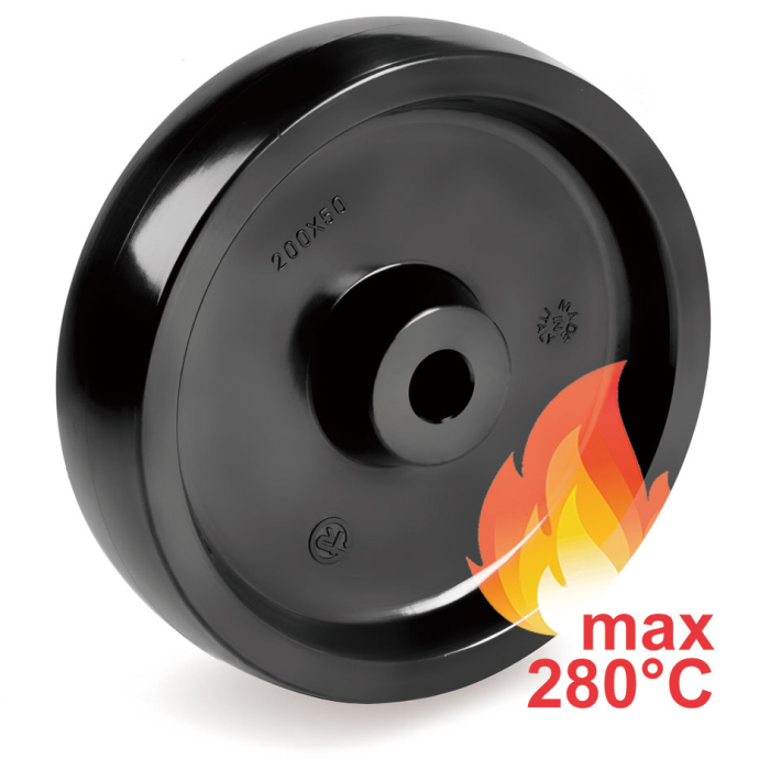 Детальное изображение Колесо Tellure Rota 6710 под ось, диаметр 100мм, грузоподъемность 150кг, до 280С, ось 15мм, под классическую термо втулку (в комплект не входит) - Купить