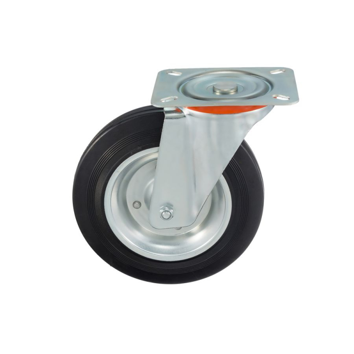 Детальное изображение Колесо Tellure Rota 534909 поворотное, диаметр 280мм, грузоподъемность 390кг, черная резина, сталь - Купить