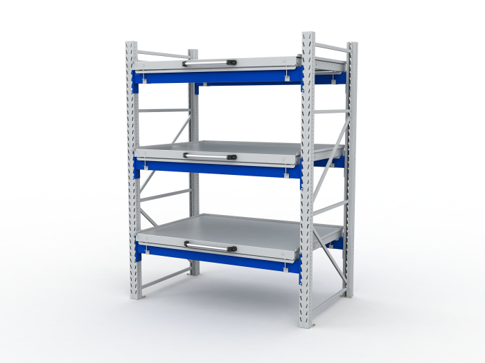 Детальное изображение Стеллаж с выкатными платформами S-HEAVY 1000/1300 (3 яруса хранения) - Купить