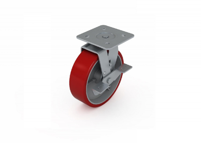 Детальное изображение Колесо поворотное с тормозом d=150 мм, полиуретан - Купить