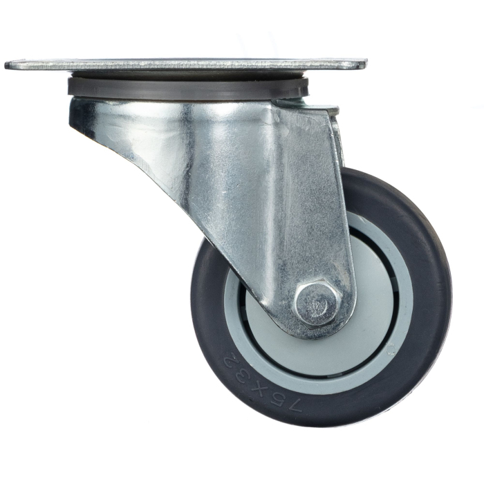 Детальное изображение Колесо Стелла-техник N48075TPR поворотное, диаметр 75мм, грузоподъемность 70кг, термопластичная серая резина, полипропилен - Купить