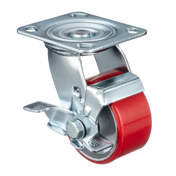 Детальное изображение Колесо Стелла-техник N29100CPUB1 d=100мм, чугун/полиуретан, поворотное с тормозом, игольчатый, г/п=200кг - Купить