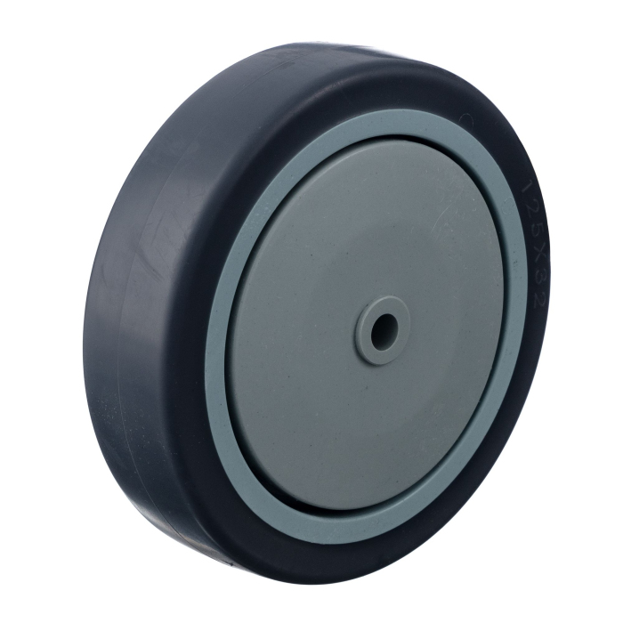 Детальное изображение Колесо Стелла-техник N48125TPRSW под ось, диаметр 125мм, грузоподъемность 140кг, термопластичная серая резина, полипропилен - Купить