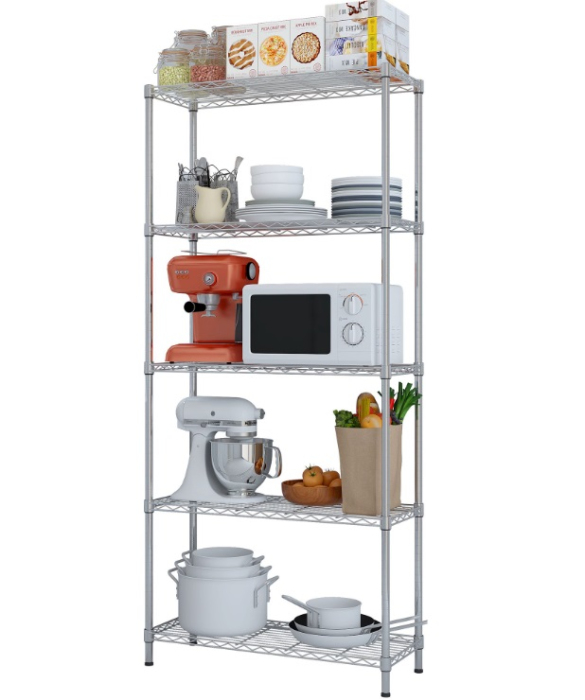 Детальное изображение Стеллаж сетчатый Стелла-техник СРС9035180П5Х , 900х350х1800 мм, 5 полок, цвет хром, нагрузка на полку 50 кг - Купить